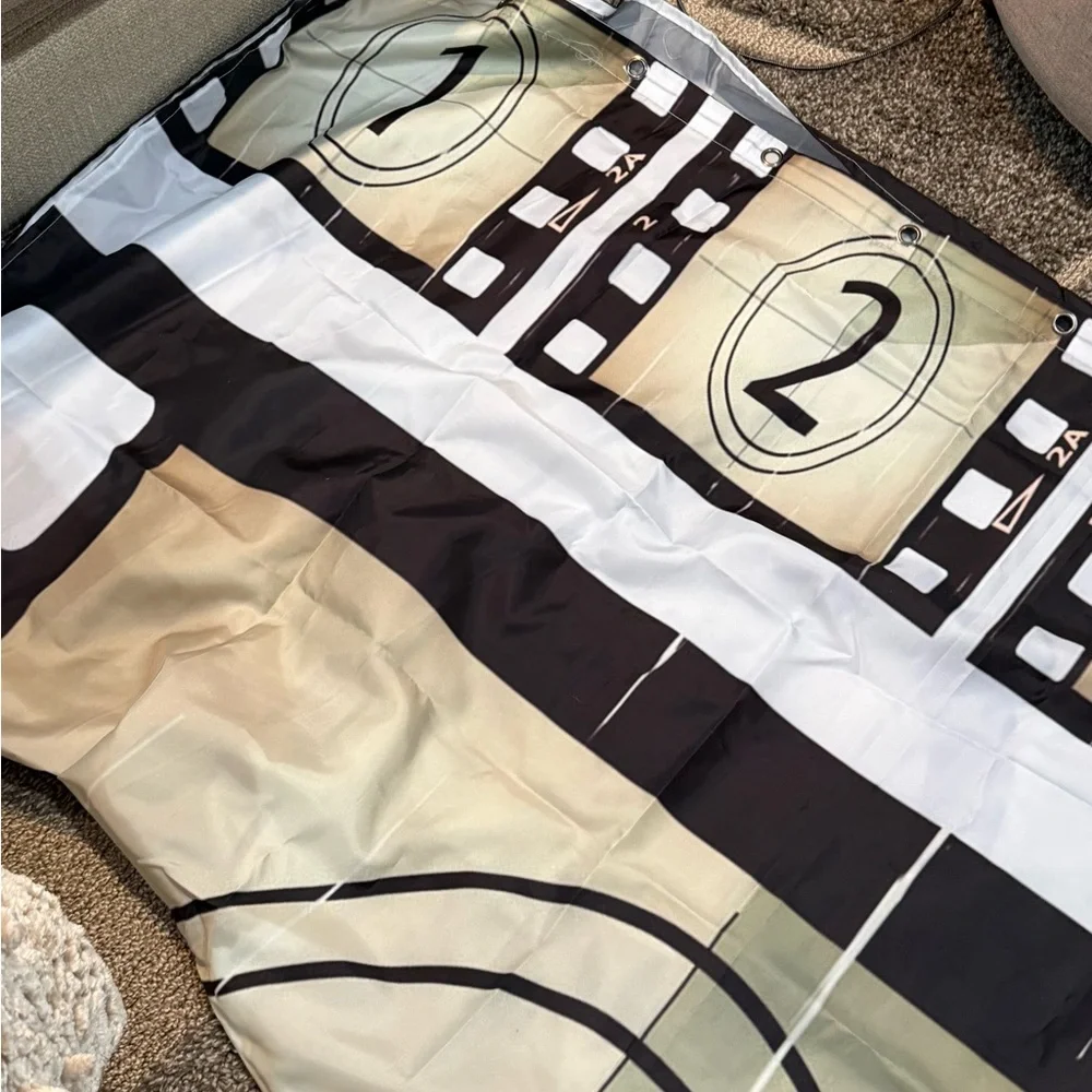 Movie Theater Shower Curtain + Hooks.  66” X 72”.